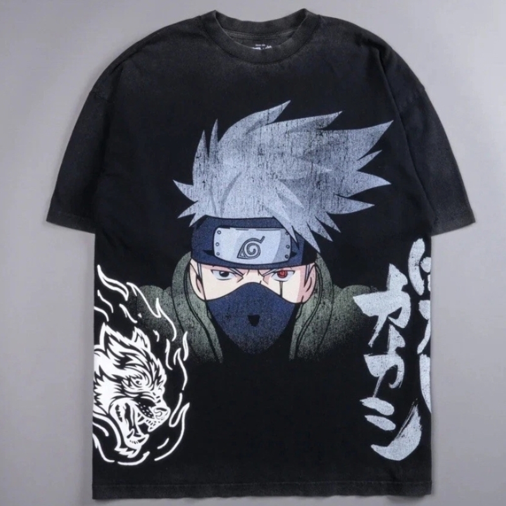 Darc Sport x Naruto x Kakashi Hatake "Ninja World" oversized T-shirt in black.